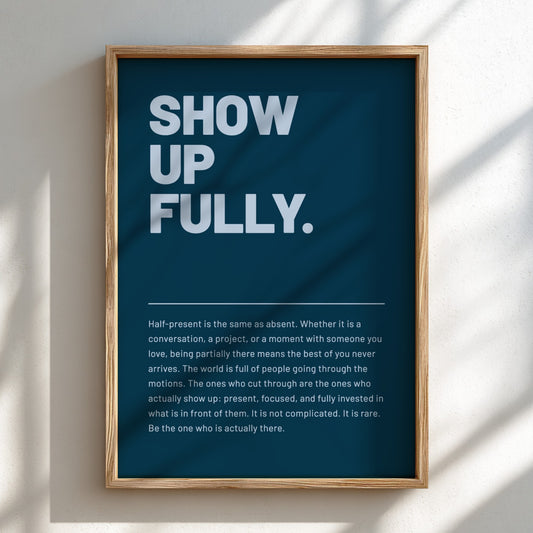 Motivational poster featuring bold typography and minimalist design 
