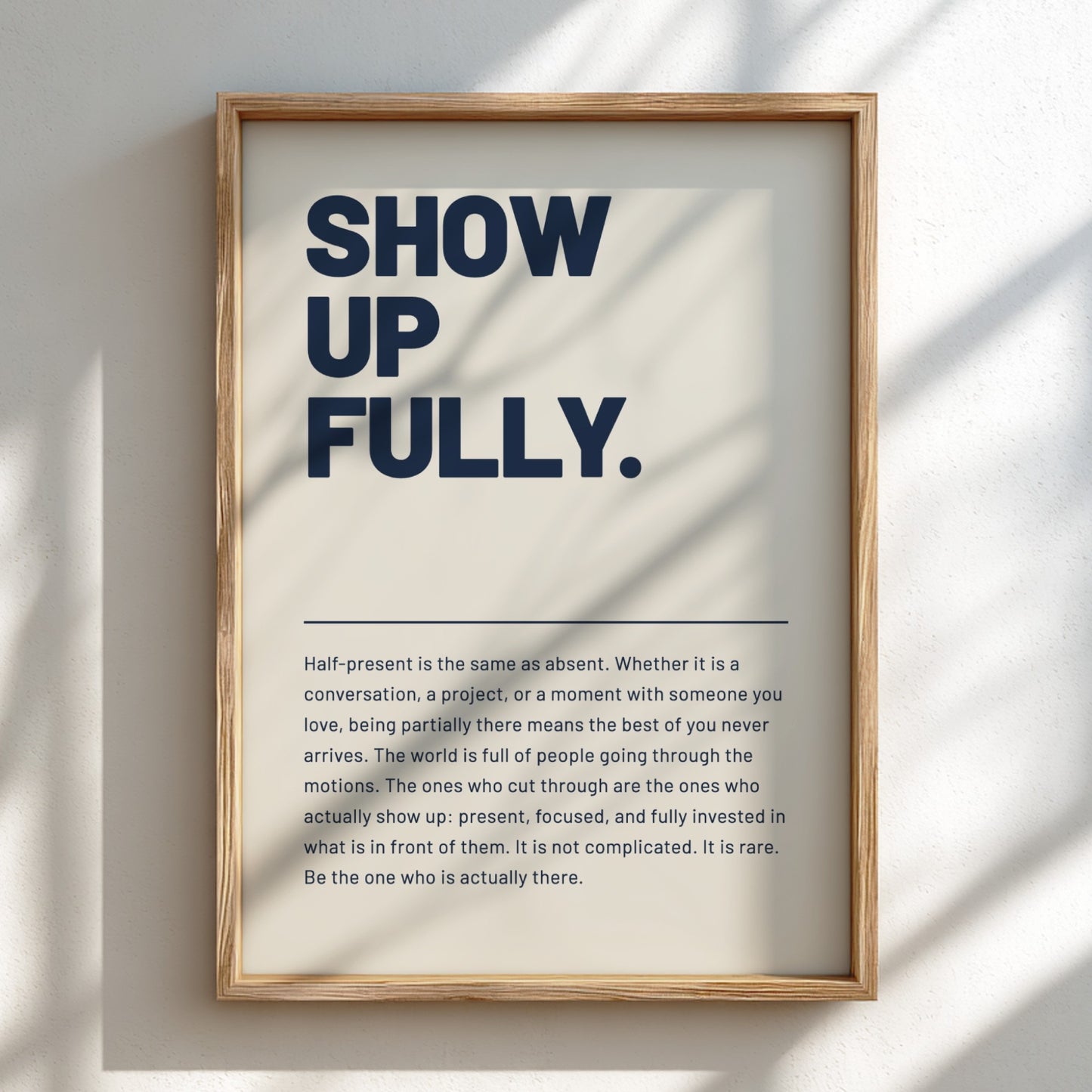 Framed poster with motivational text on a light background