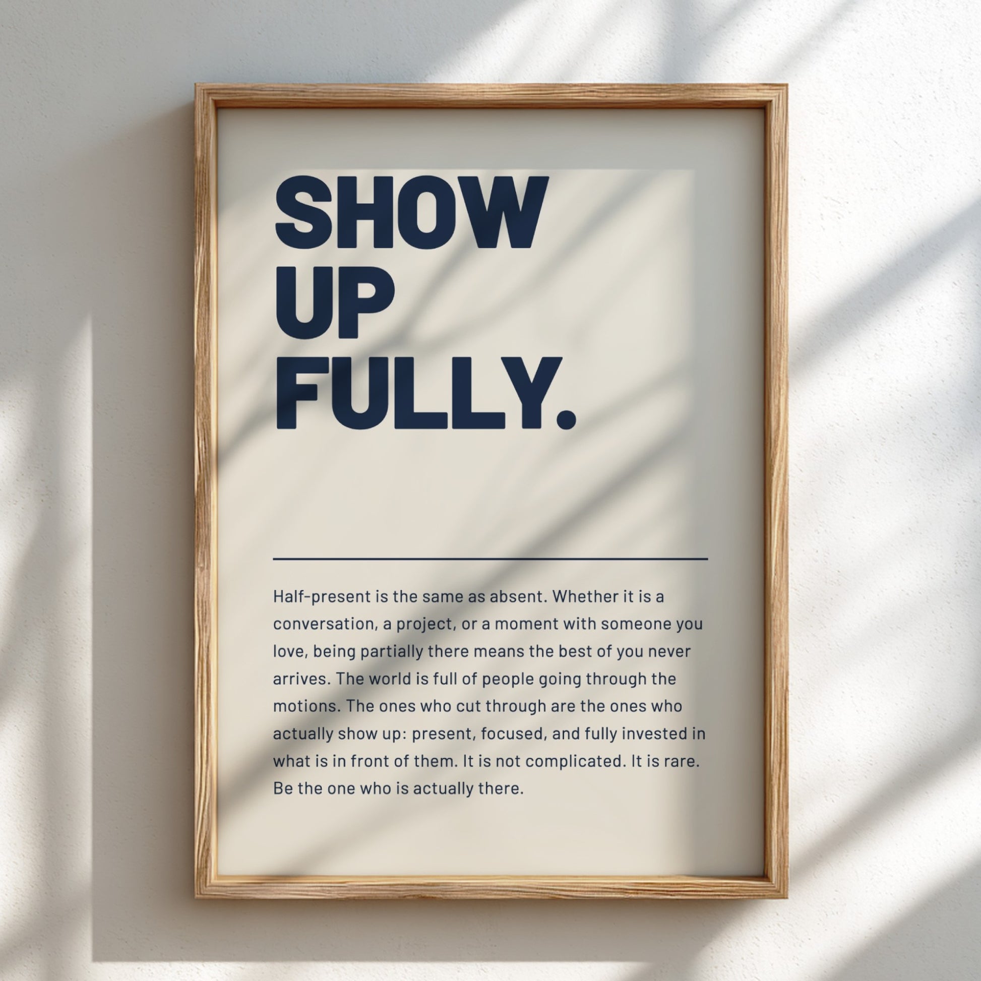 Framed poster with motivational text on a light background
