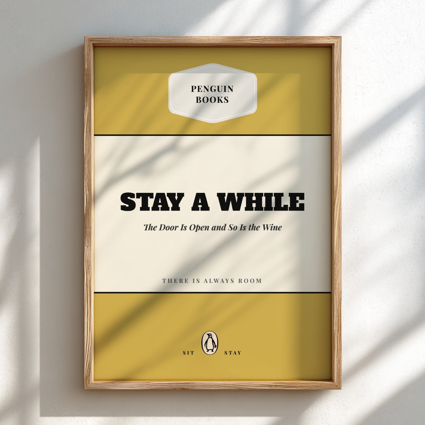Funny quote poster featuring whimsical illustrations from the Penguins book in vibrant colors and playful