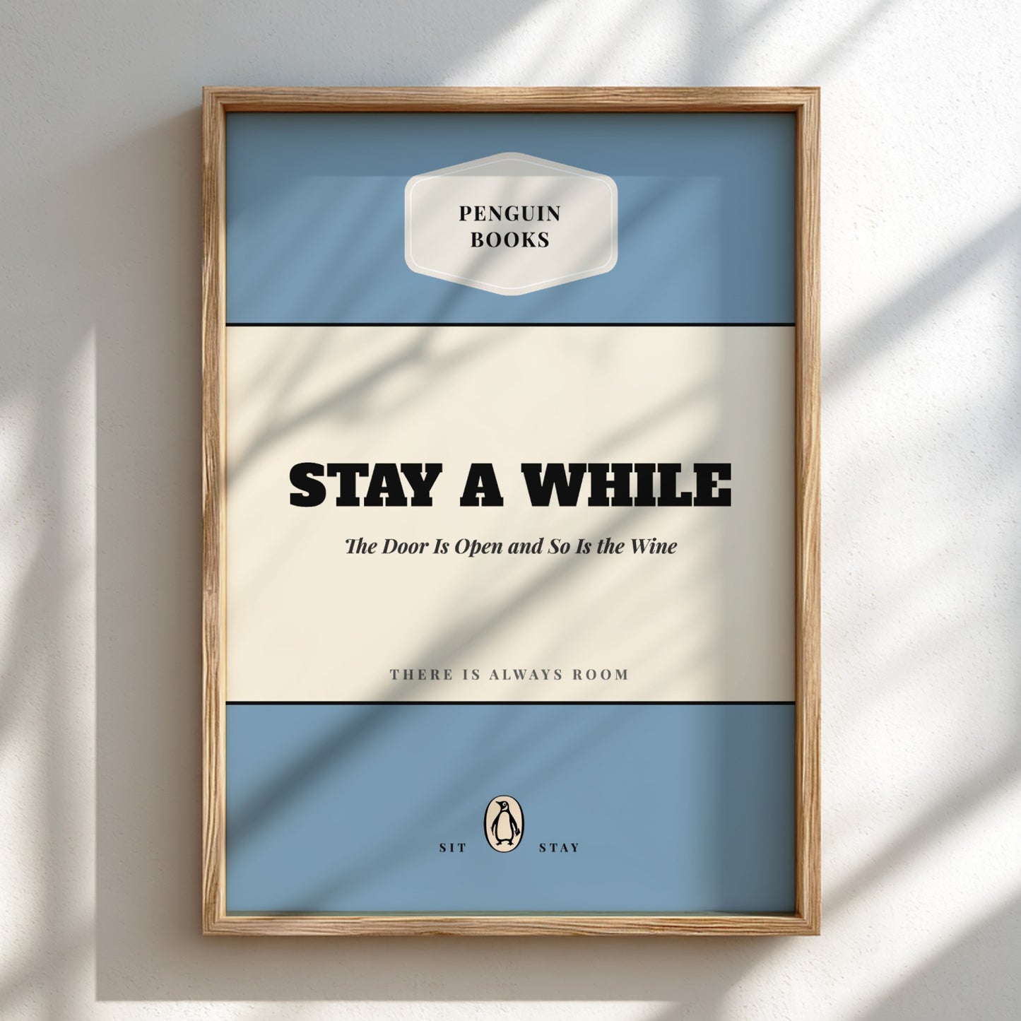 Funny quote poster featuring whimsical illustrations from the Penguins book in vibrant colors and playful