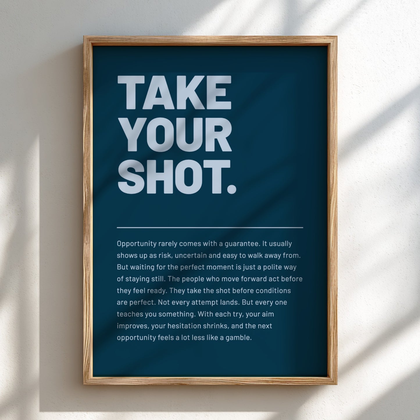 Motivational poster featuring bold typography and minimalist design 
