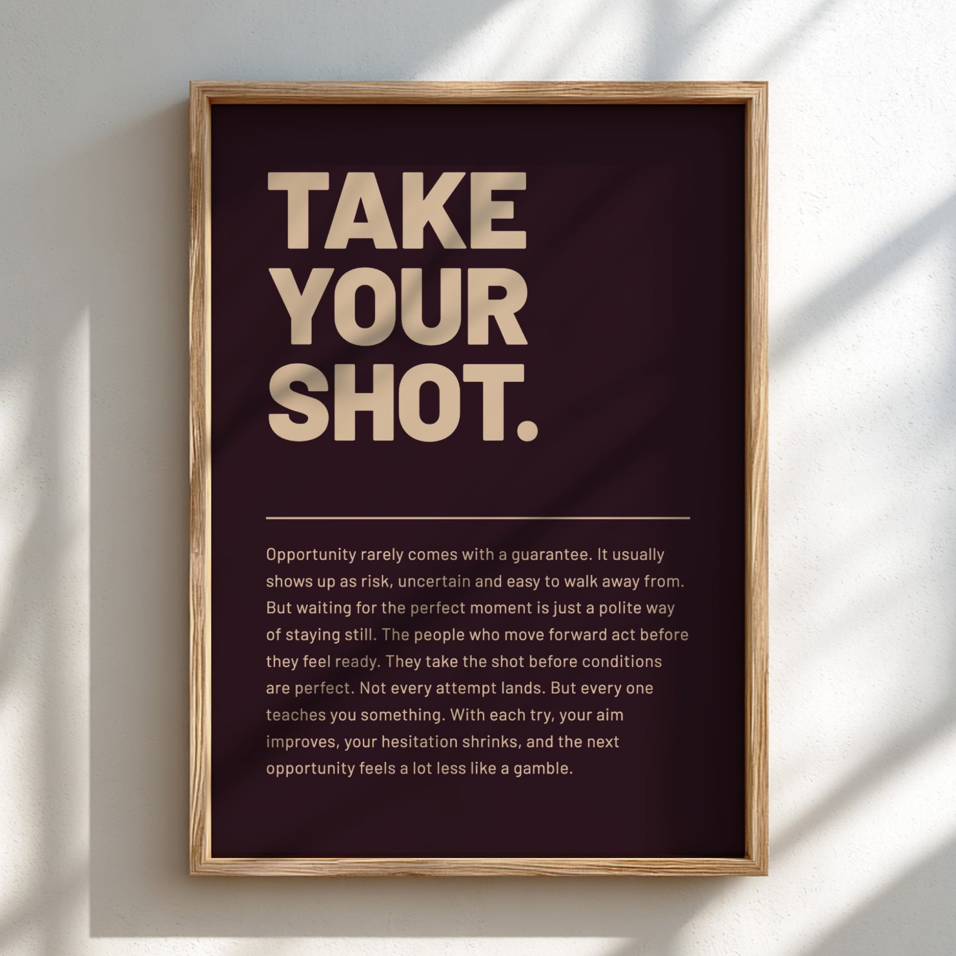 Motivational poster featuring bold typography and minimalist design 