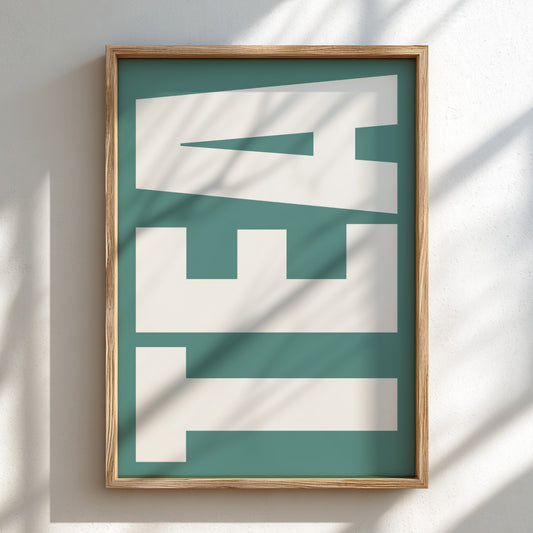 tea poster featuring bold typography and minimalist design in neutral colors