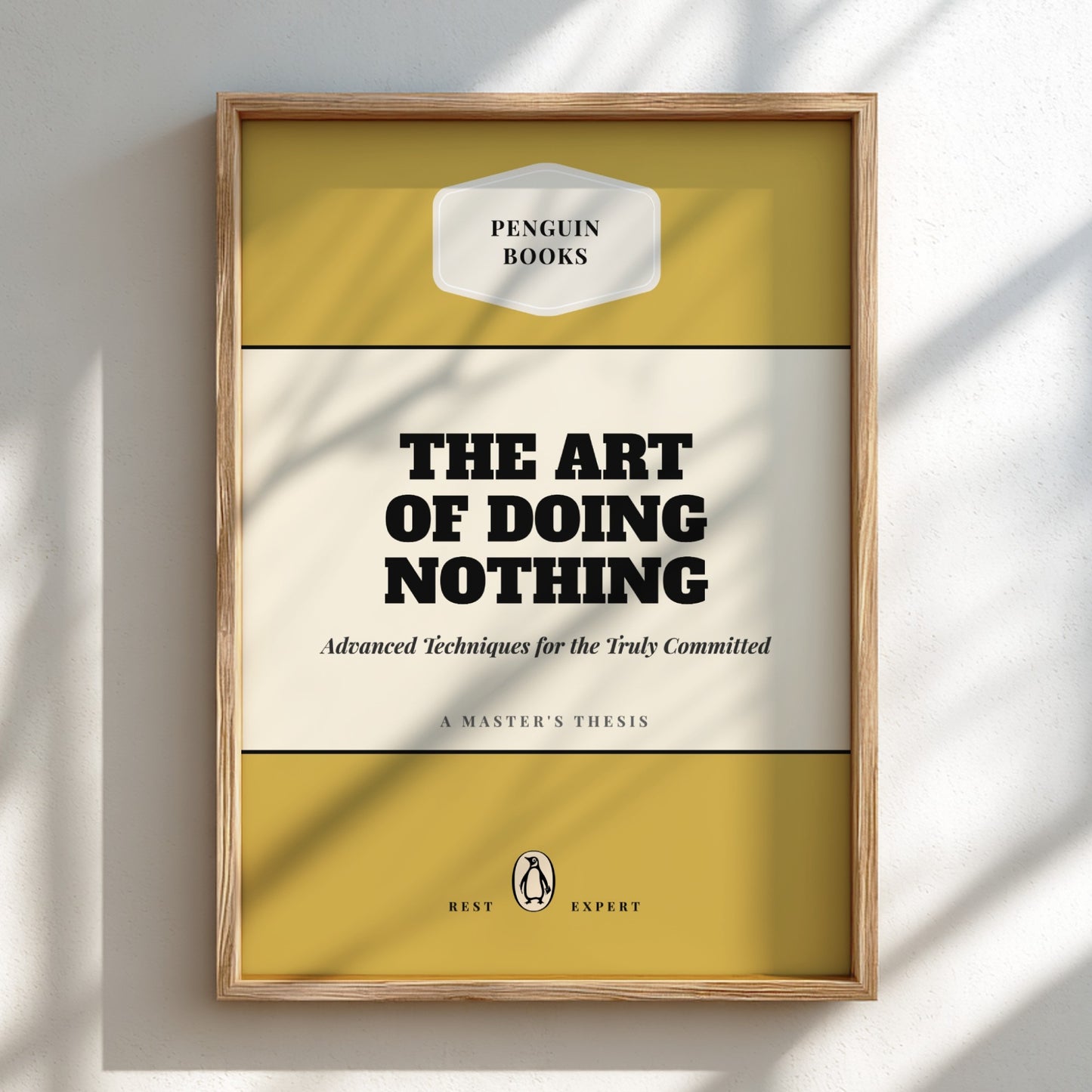 Funny quote poster featuring whimsical illustrations from the Penguins book in vibrant colors and playful