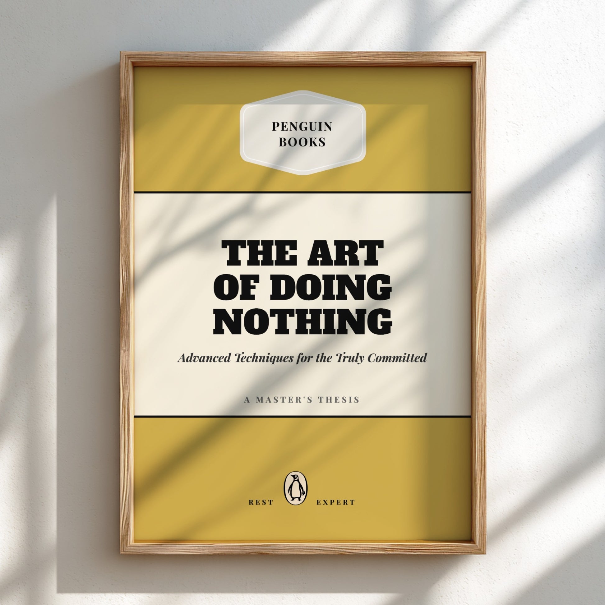 Funny quote poster featuring whimsical illustrations from the Penguins book in vibrant colors and playful