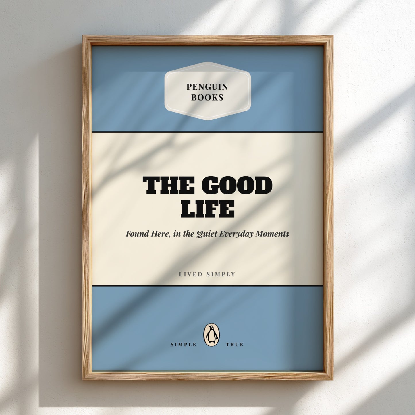 Framed book cover of 'The Good Life' by Penguin Books on a light background