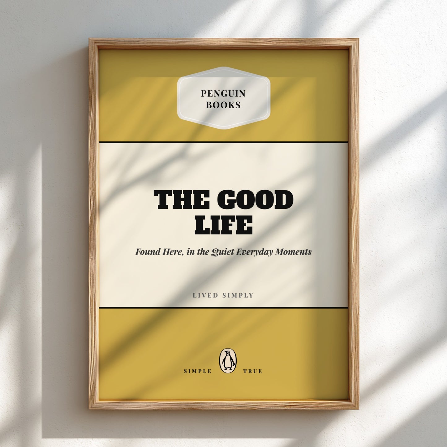 Framed book cover of 'The Good Life' by Penguin Books on a light background
