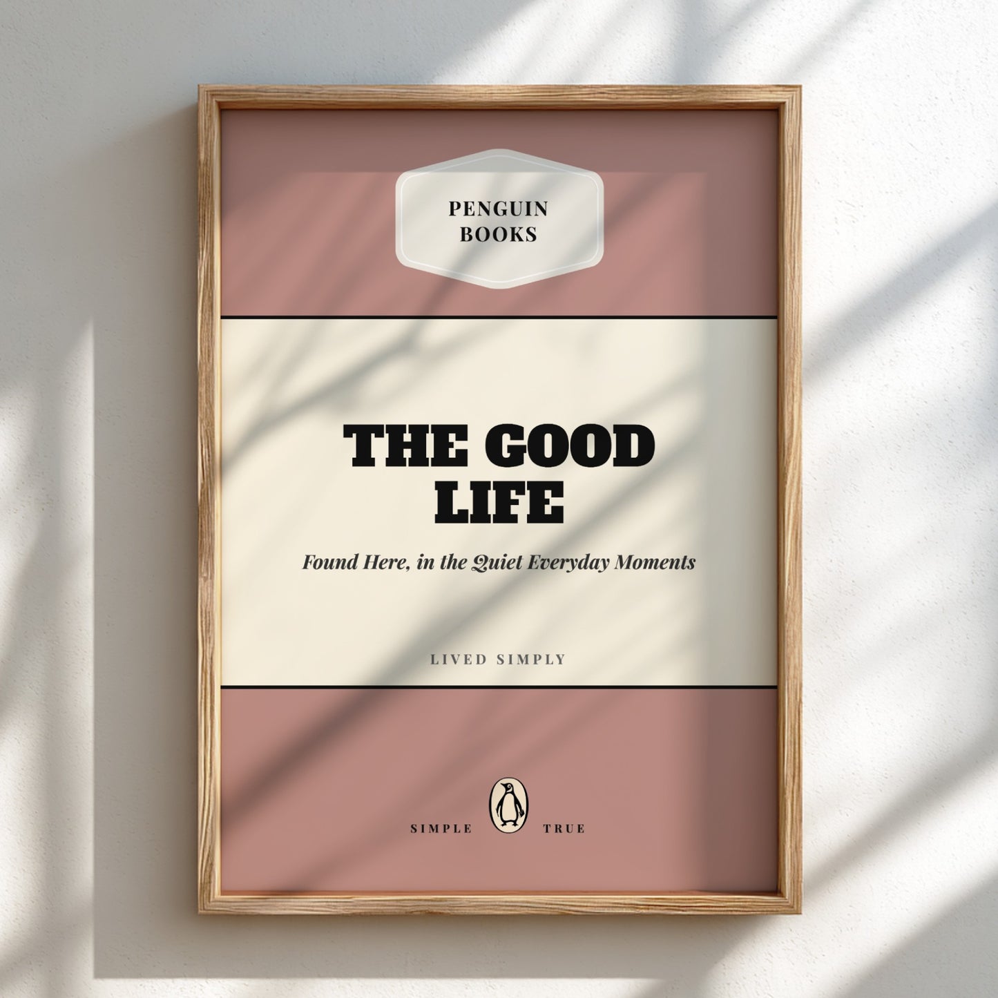 Framed book cover of 'The Good Life' by Penguin Books on a light background