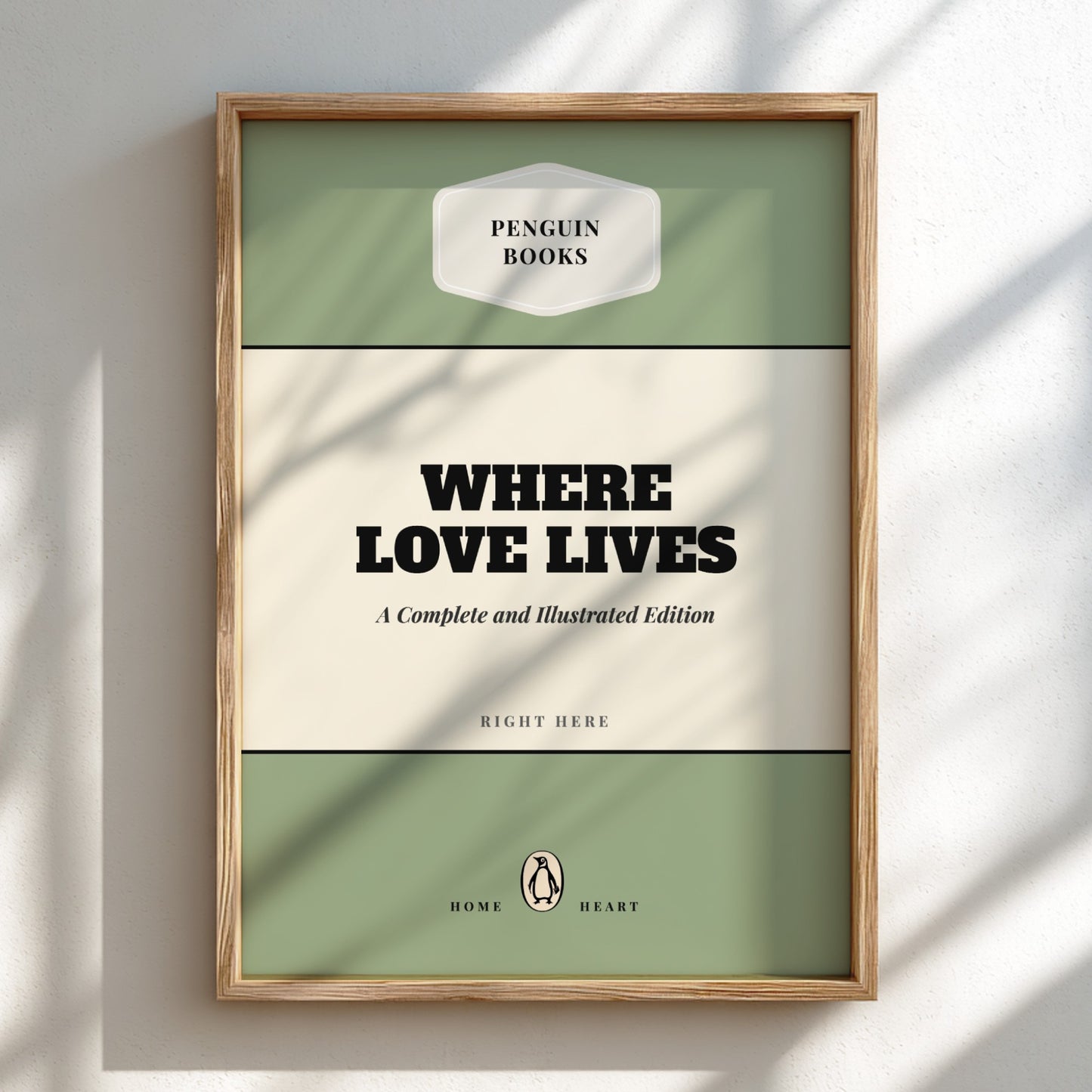 Framed book cover of 'Where Love Lives' by Penguin Books on a light background