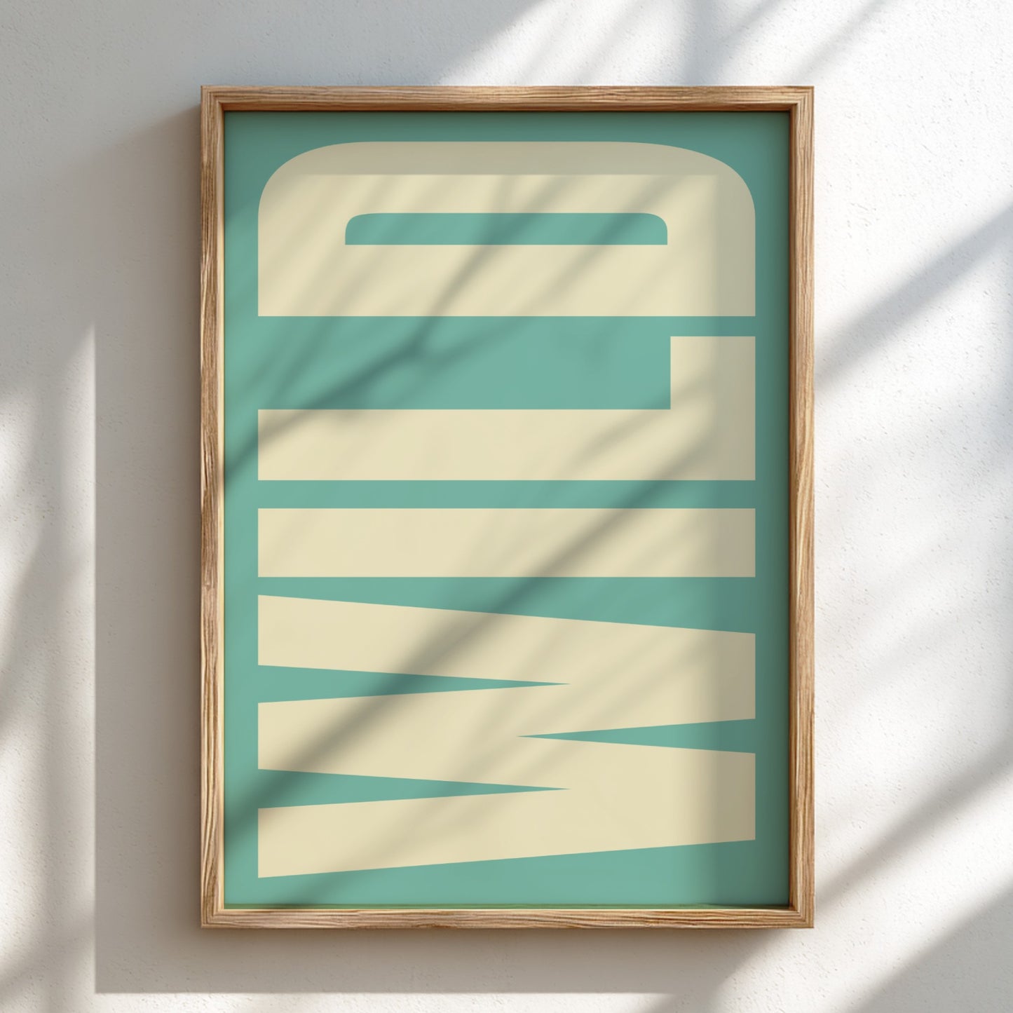 Framed bold typography, modern wall art for home decor on a teal background