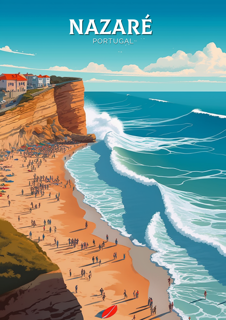 Europe NAZARE TRAVEL PRINT - PORTUGAL ARTWORK