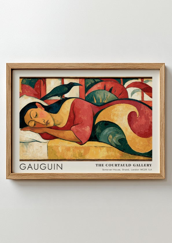 Wall art poster of Paul Gauguin Nevermore featuring a sleeping figure in Tahiti