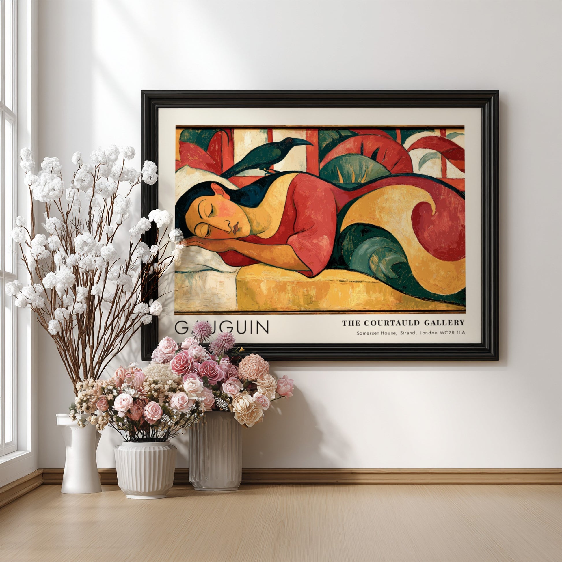 Wall art poster of Paul Gauguin Nevermore featuring a sleeping figure in Tahiti