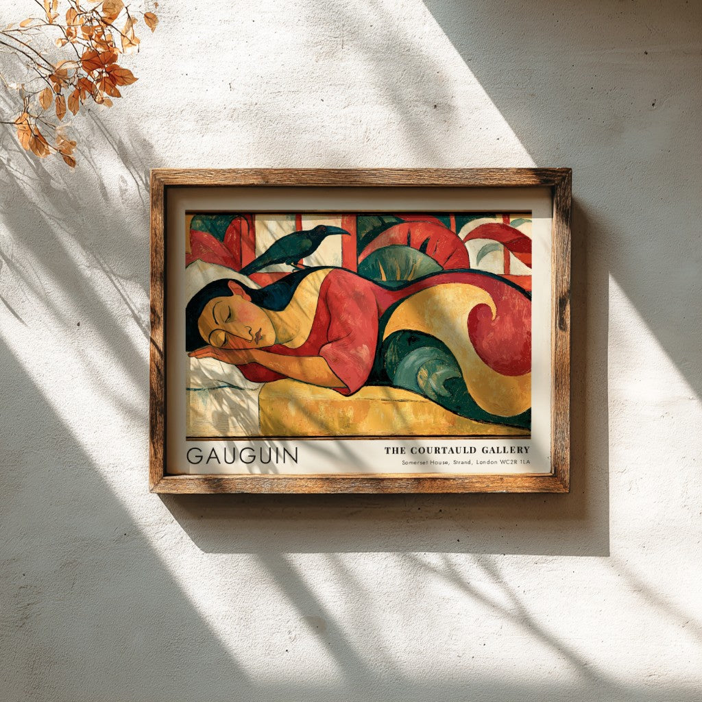Wall art poster of Paul Gauguin Nevermore featuring a sleeping figure in Tahiti