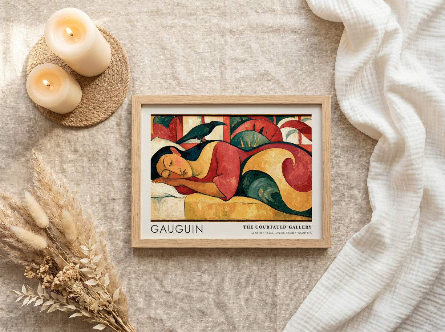 Wall art poster of Paul Gauguin Nevermore featuring a sleeping figure in Tahiti