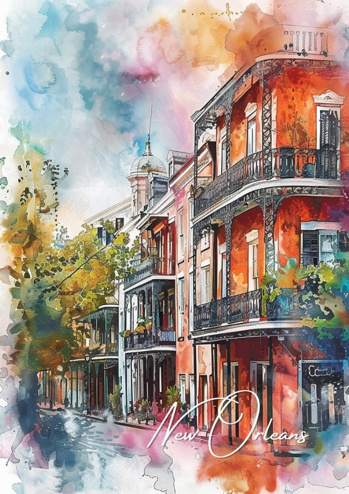 North AmericaNEW ORLEANS TRAVEL WATERCOLOUR ARTWORK - LOUISIANA POSTER