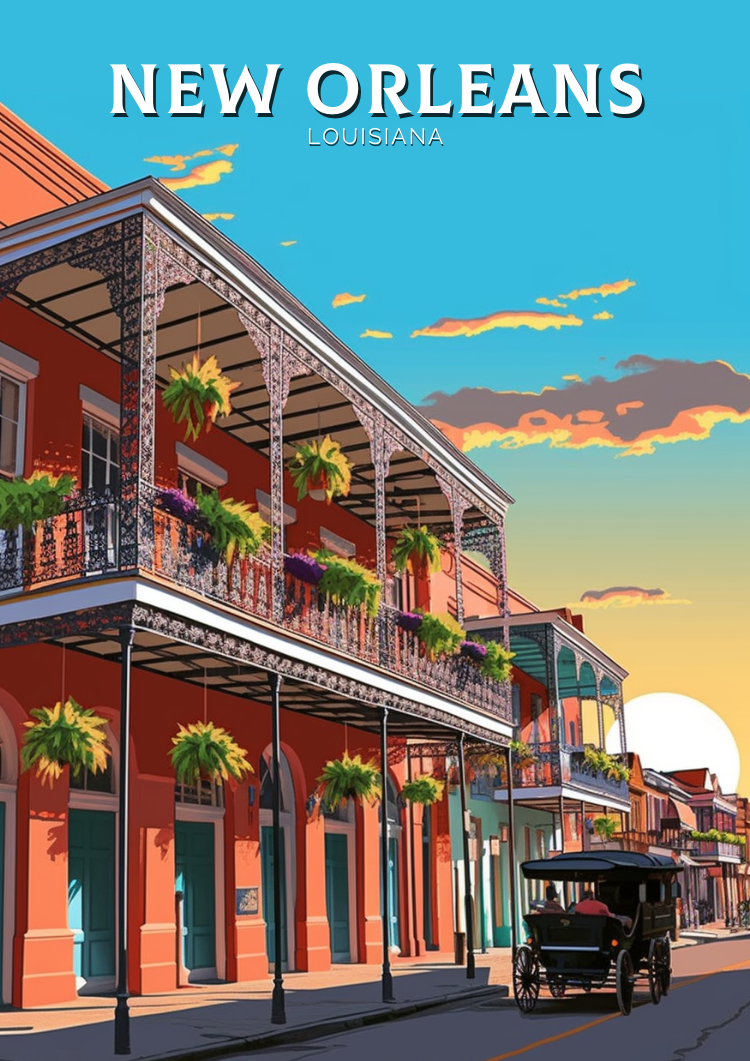 North AmericaNEW ORLEANS TRAVEL PRINT - LOUISIANA ARTWORK