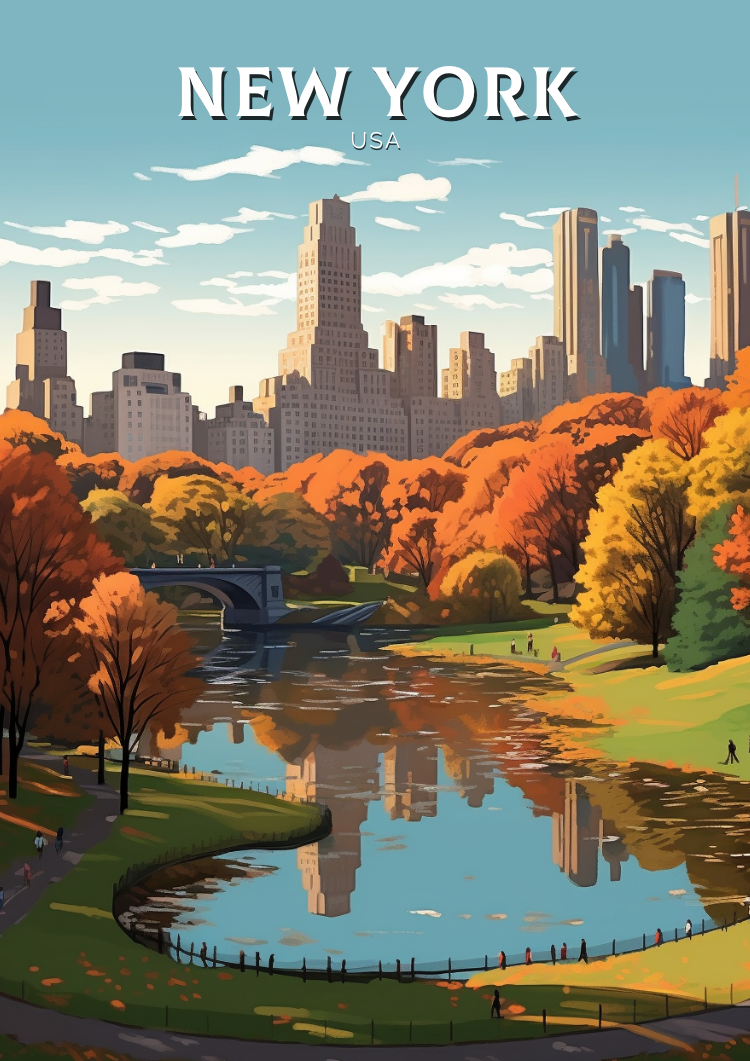 North AmericaCENTRAL PARK TRAVEL POSTER - NEW YORK ARTWORK