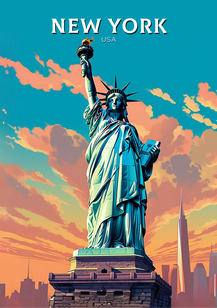 North AmericaSTATUE OF LIBERTY TRAVEL PRINT - NEW YORK ARTWORK
