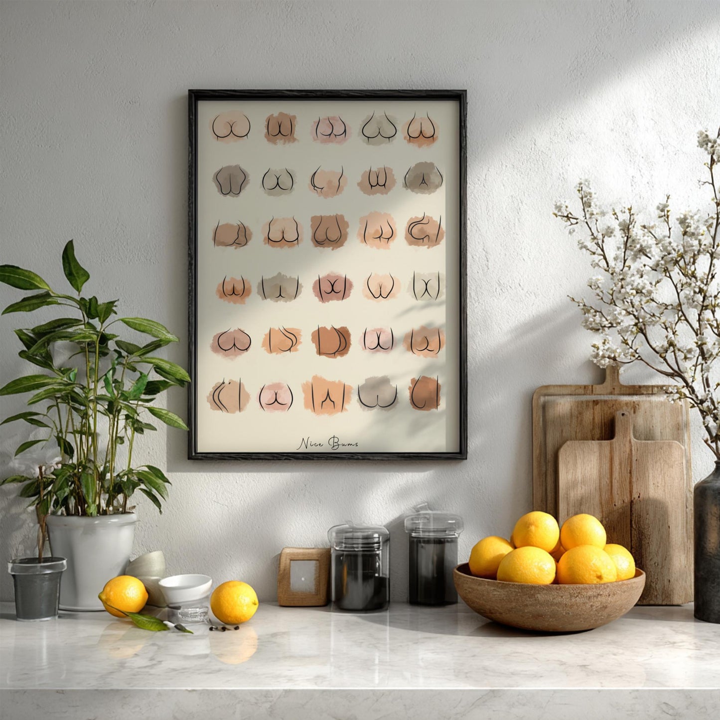 The "Nice Bums" Modern Art - Minimalist Form Wall Print