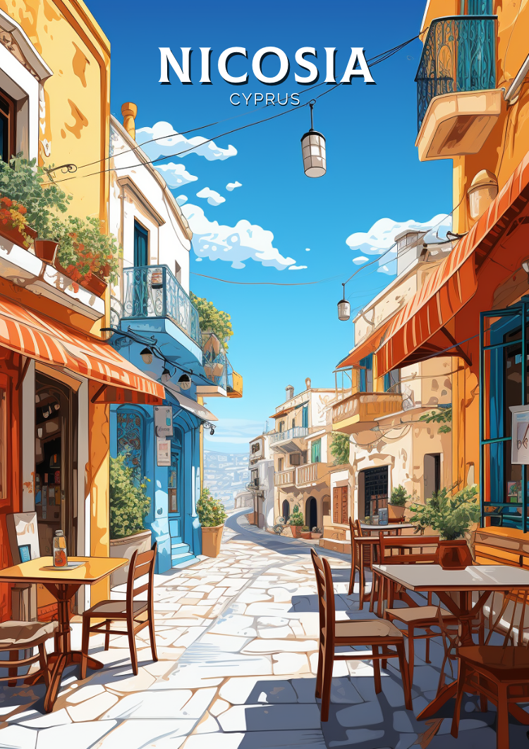 Europe NICOSIA TRAVEL POSTER - CYPRUS ARTWORK