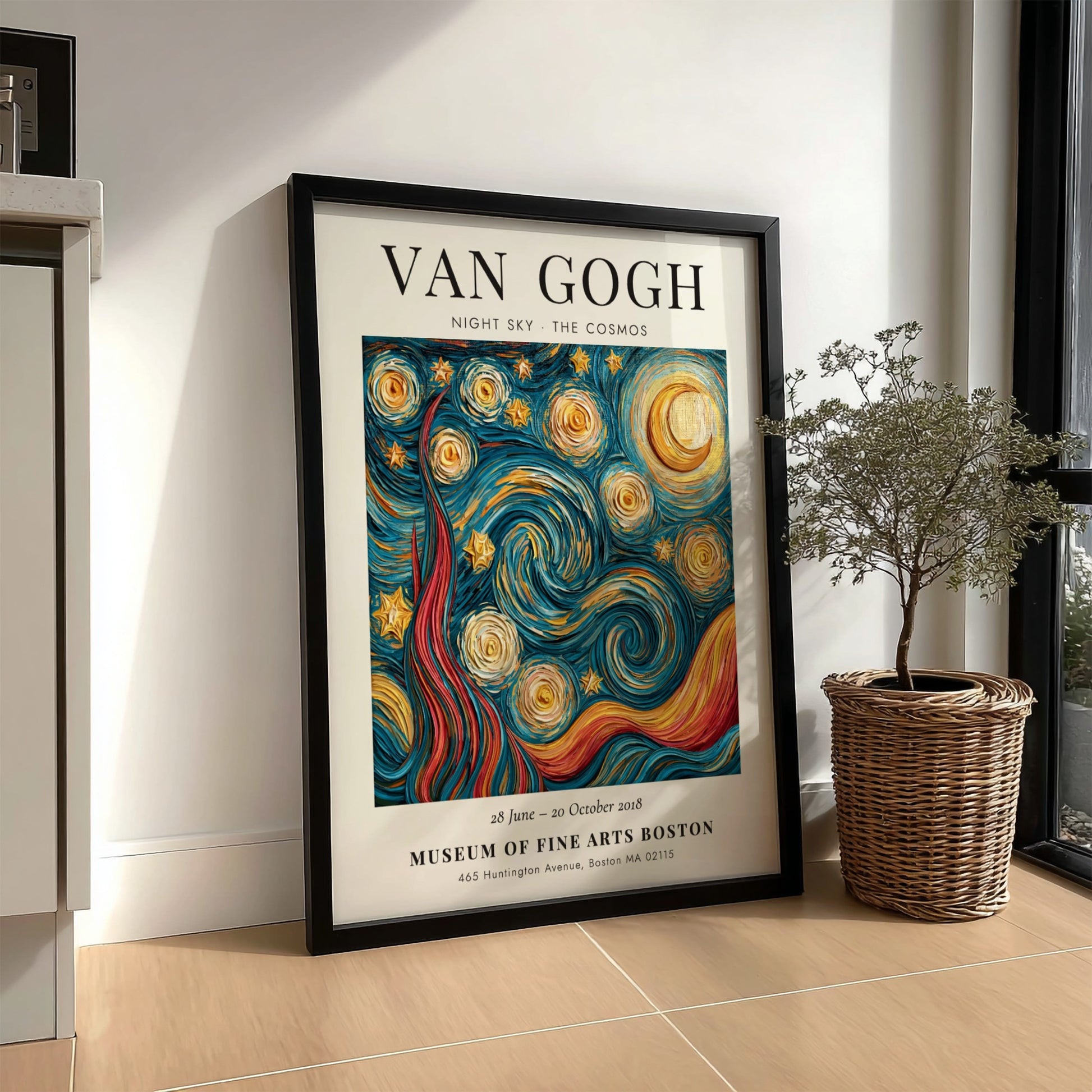 Night Sky poster featuring swirling stars and moon inspired by Van Gogh in vibrant colors