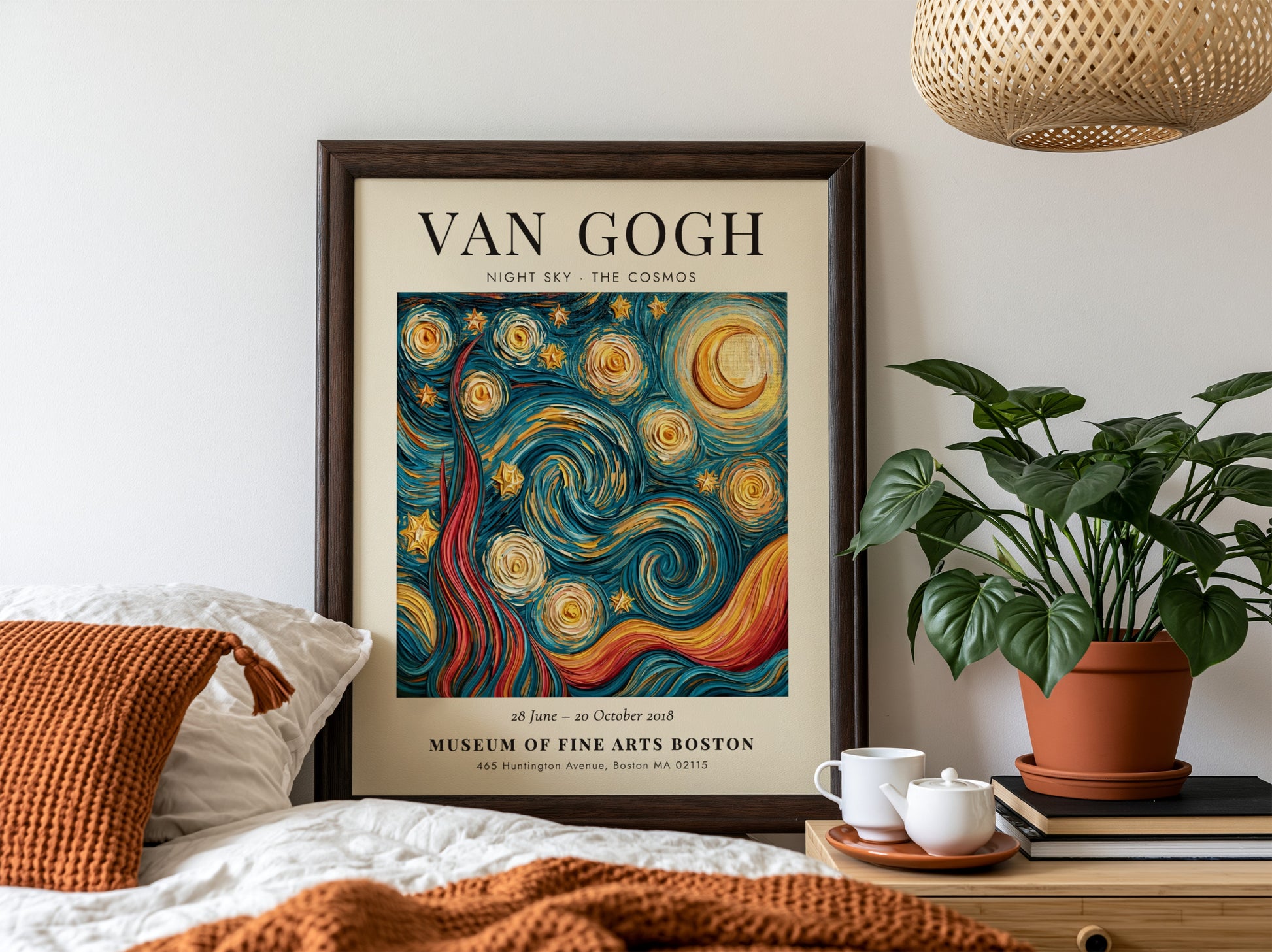 Night Sky poster featuring swirling stars and moon inspired by Van Gogh in vibrant colors