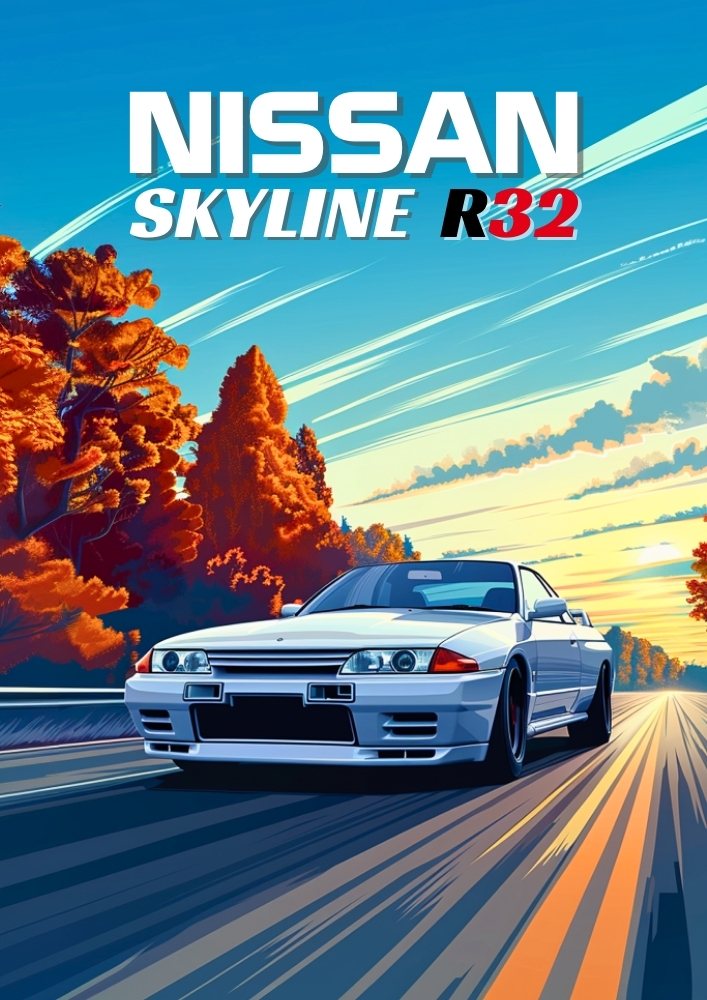 Affiche de la Nissan Skyline R32 des années 90