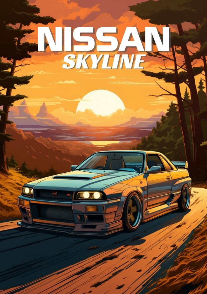 1990s Nissan Skyline GT-R R33 Poster