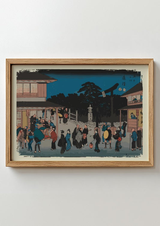 No.7 Fujisawa art poster featuring vibrant colors and traditional Japanese landscape elements