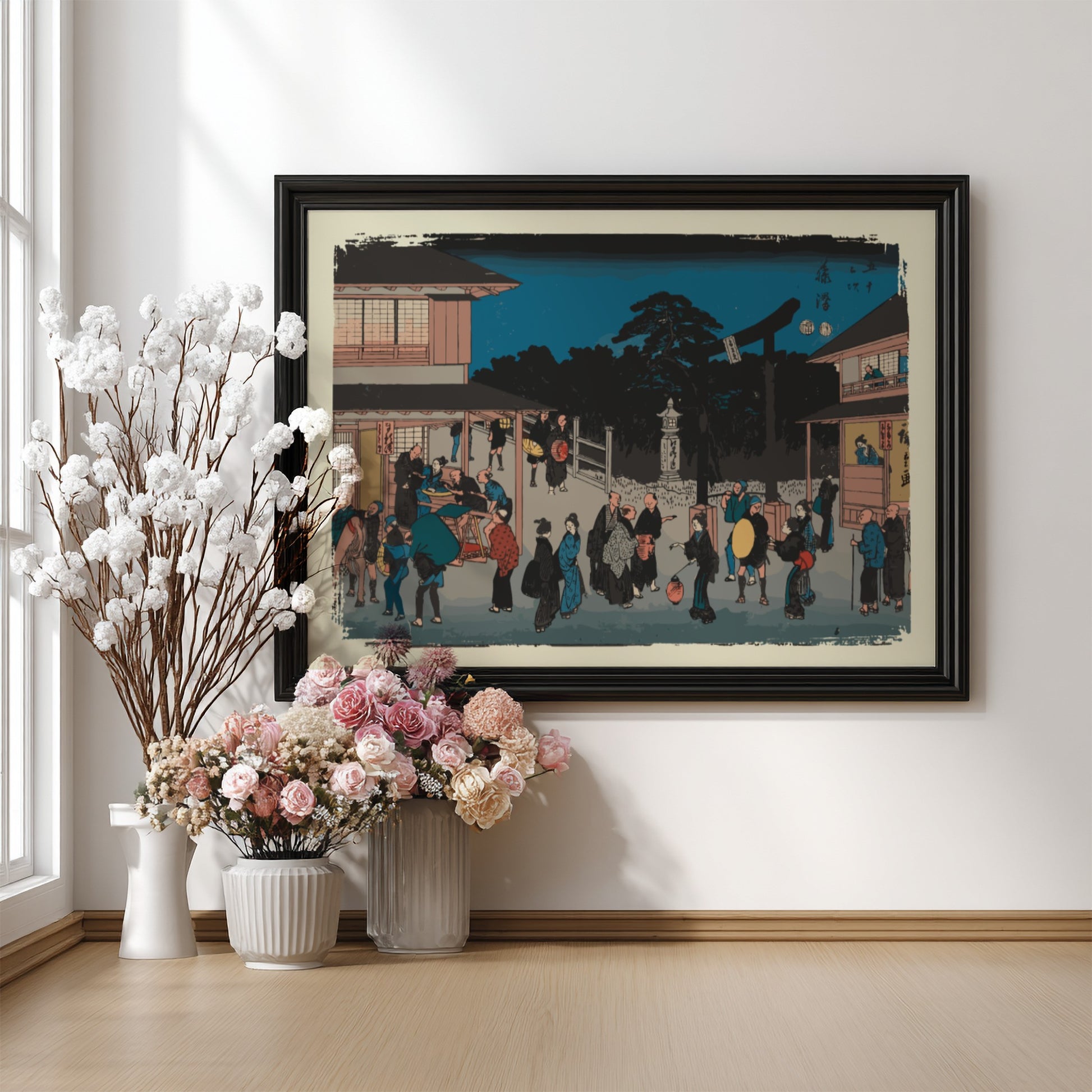 No.7 Fujisawa art poster featuring vibrant colors and traditional Japanese landscape elements