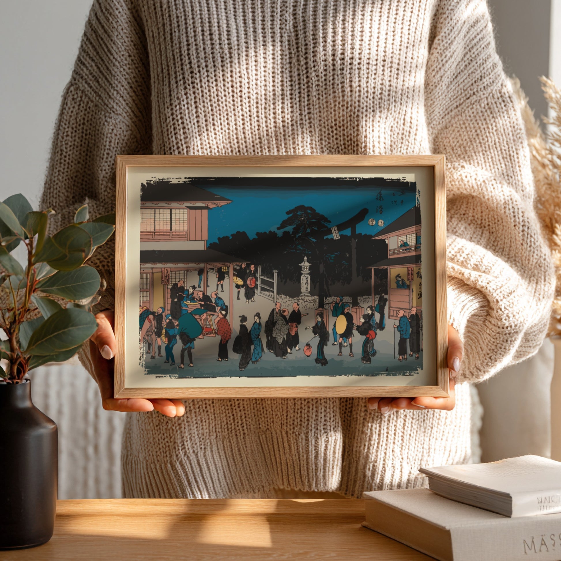 No.7 Fujisawa art poster featuring vibrant colors and traditional Japanese landscape elements