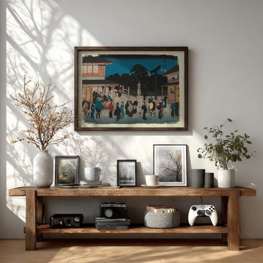 No.7 Fujisawa art poster featuring vibrant colors and traditional Japanese landscape elements
