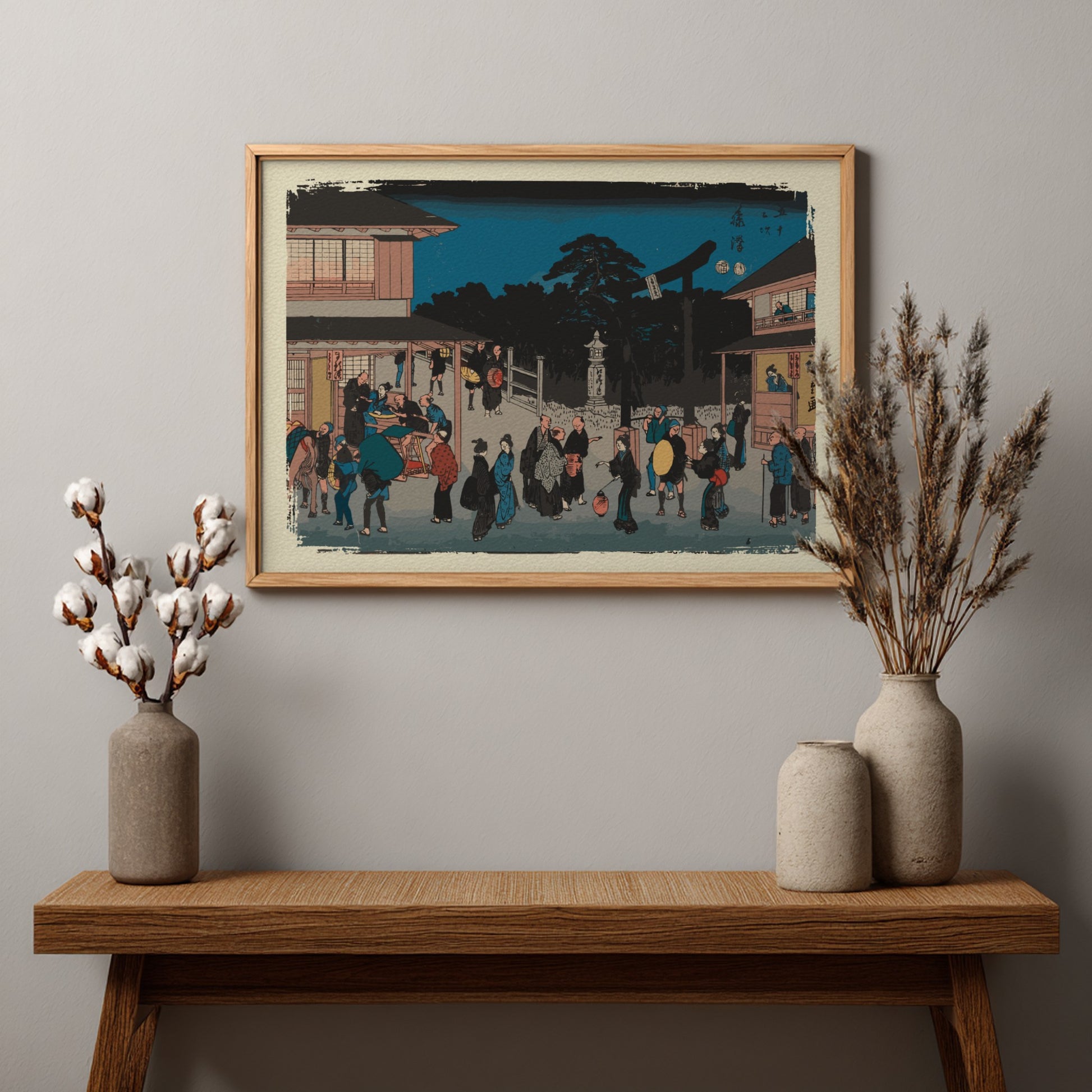 No.7 Fujisawa art poster featuring vibrant colors and traditional Japanese landscape elements