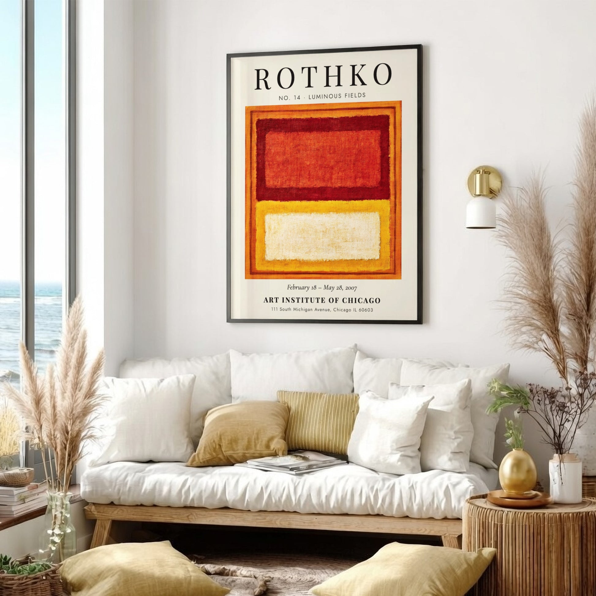 Wall art poster featuring Mark Rothko No. 14 Luminous Fields with red yellow blocks