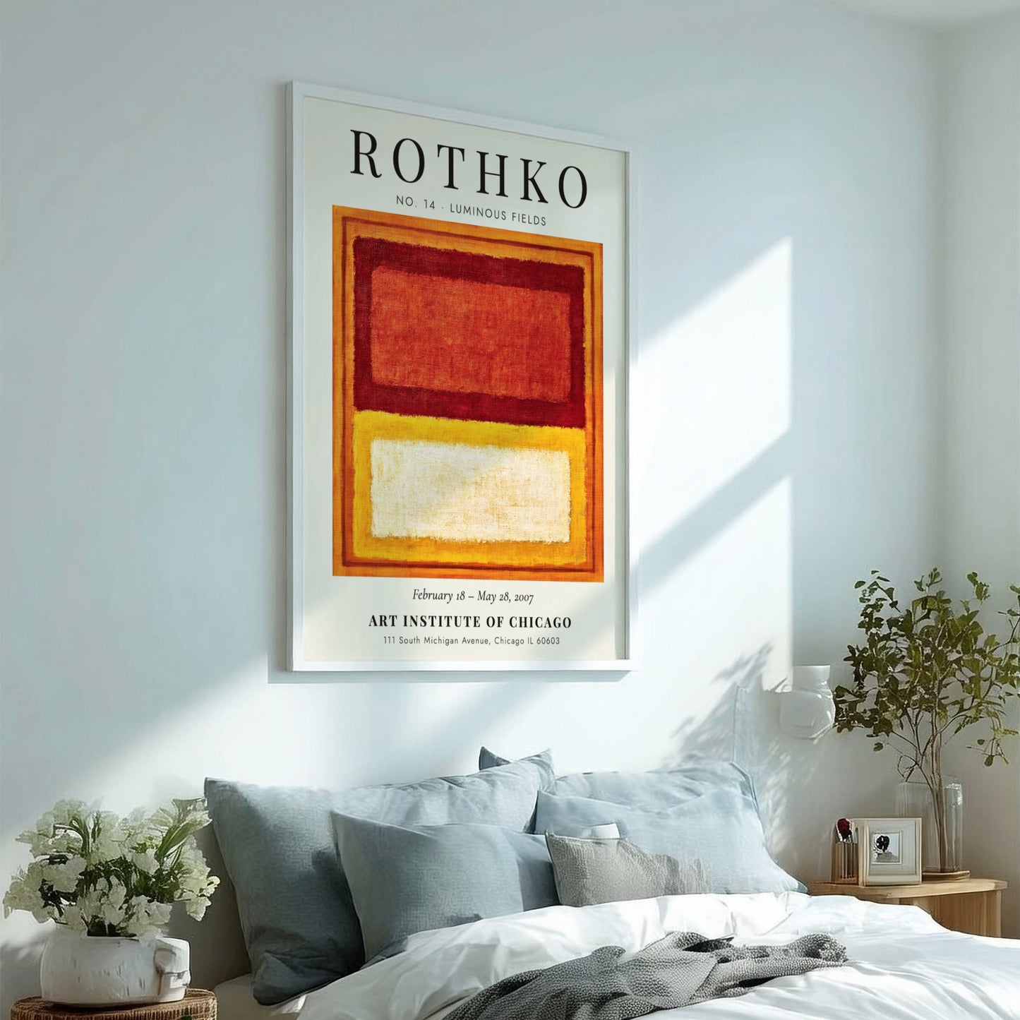 Wall art poster featuring Mark Rothko No. 14 Luminous Fields with red yellow blocks
