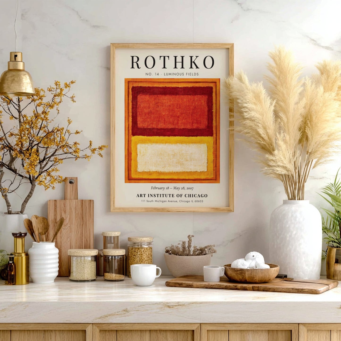 Wall art poster featuring Mark Rothko No. 14 Luminous Fields with red yellow blocks
