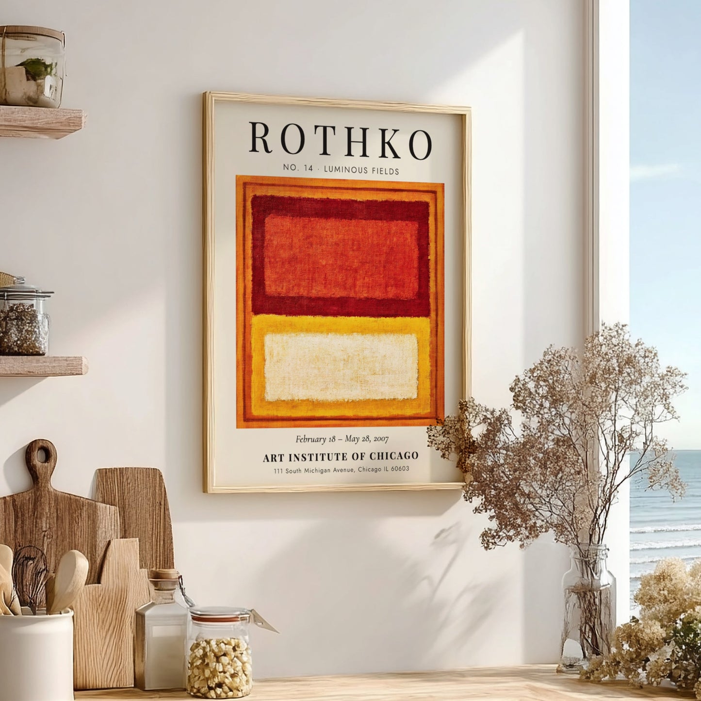 Wall art poster featuring Mark Rothko No. 14 Luminous Fields with red yellow blocks