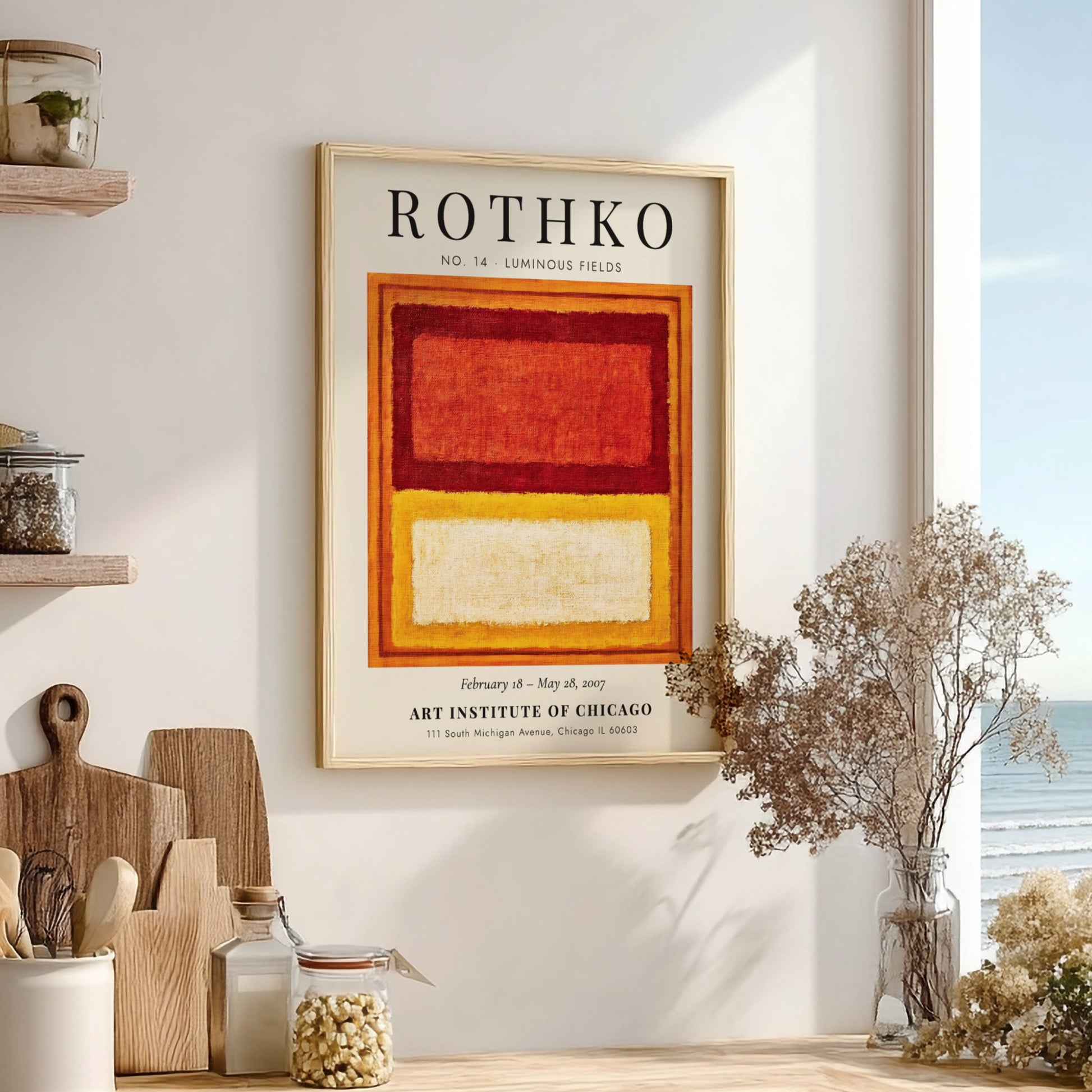 Wall art poster featuring Mark Rothko No. 14 Luminous Fields with red yellow blocks