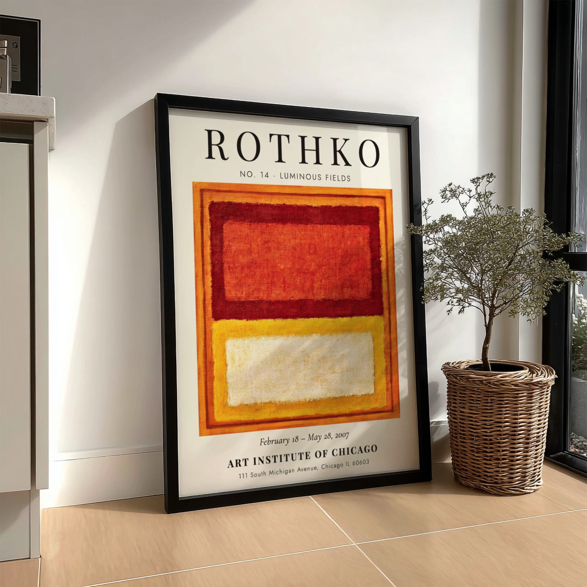 Wall art poster featuring Mark Rothko No. 14 Luminous Fields with red yellow blocks