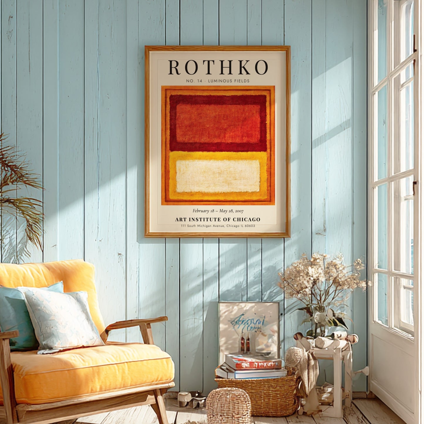Wall art poster featuring Mark Rothko No. 14 Luminous Fields with red yellow blocks