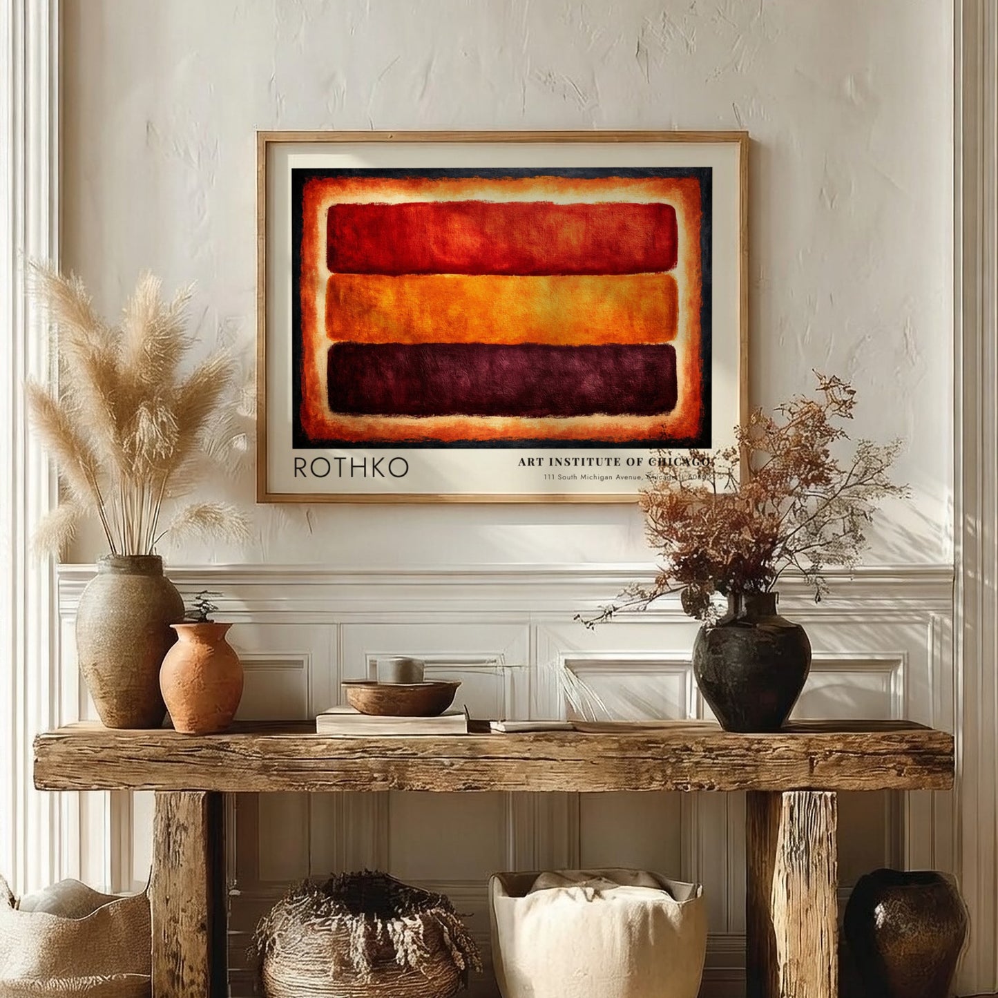 Wall art poster of Mark Rothko Luminous Fields with red orange and brown blocks
