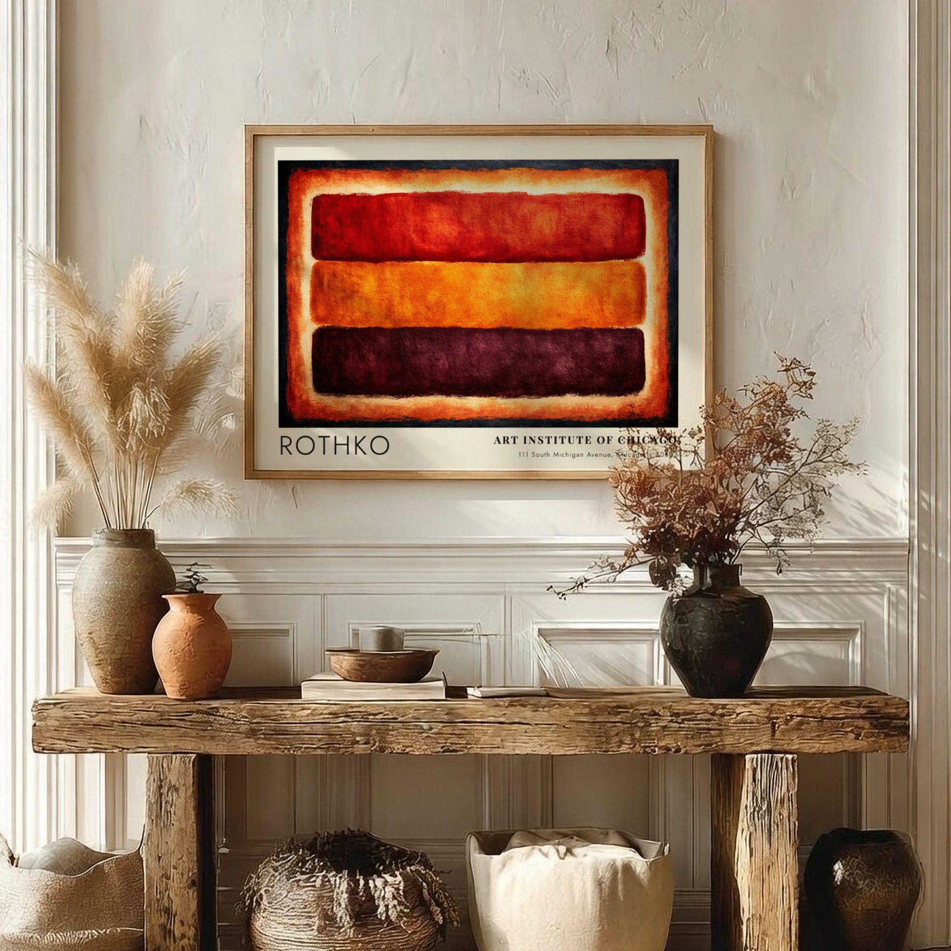 Wall art poster of Mark Rothko Luminous Fields with red orange and brown blocks