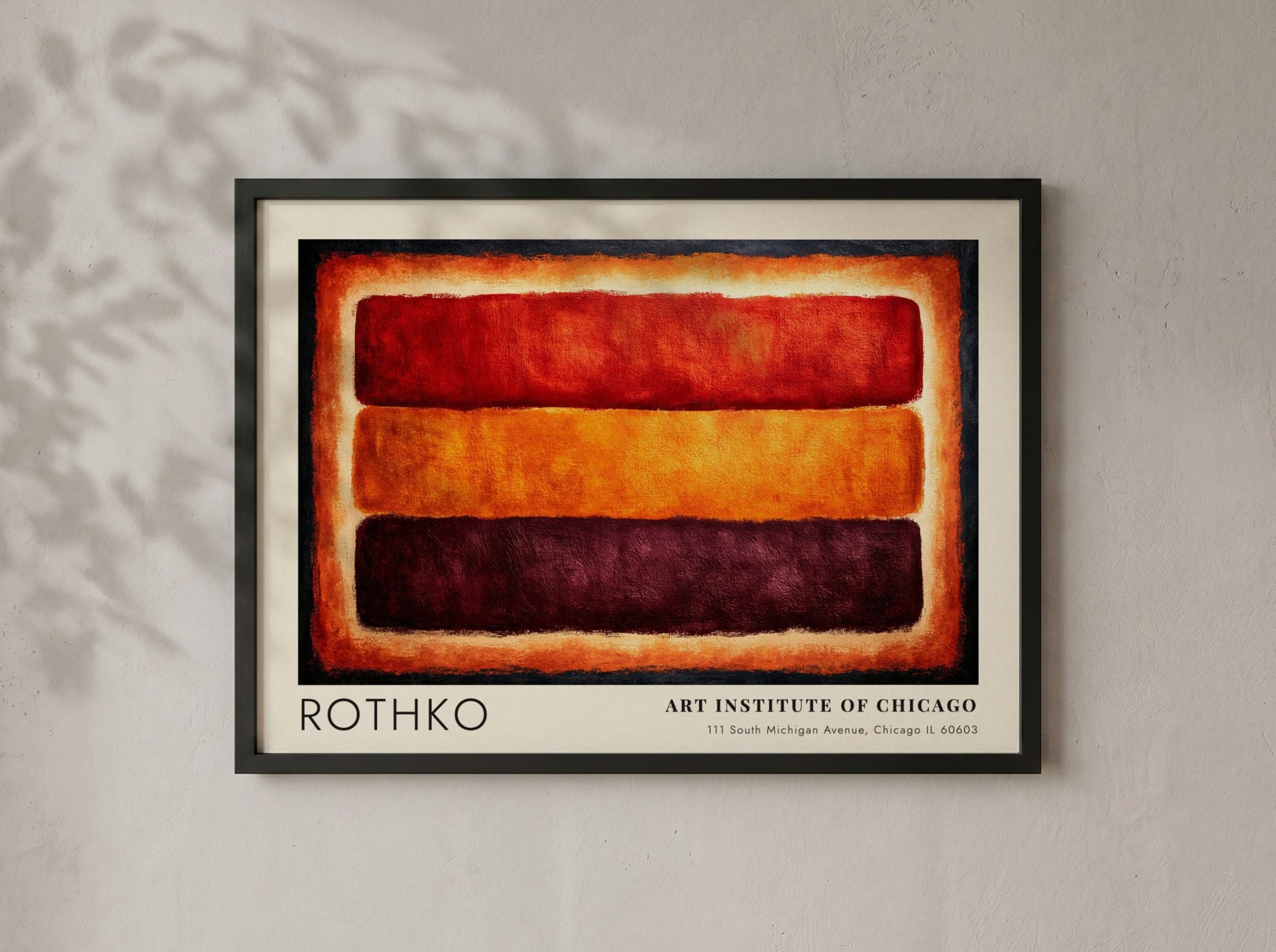 Wall art poster of Mark Rothko Luminous Fields with red orange and brown blocks