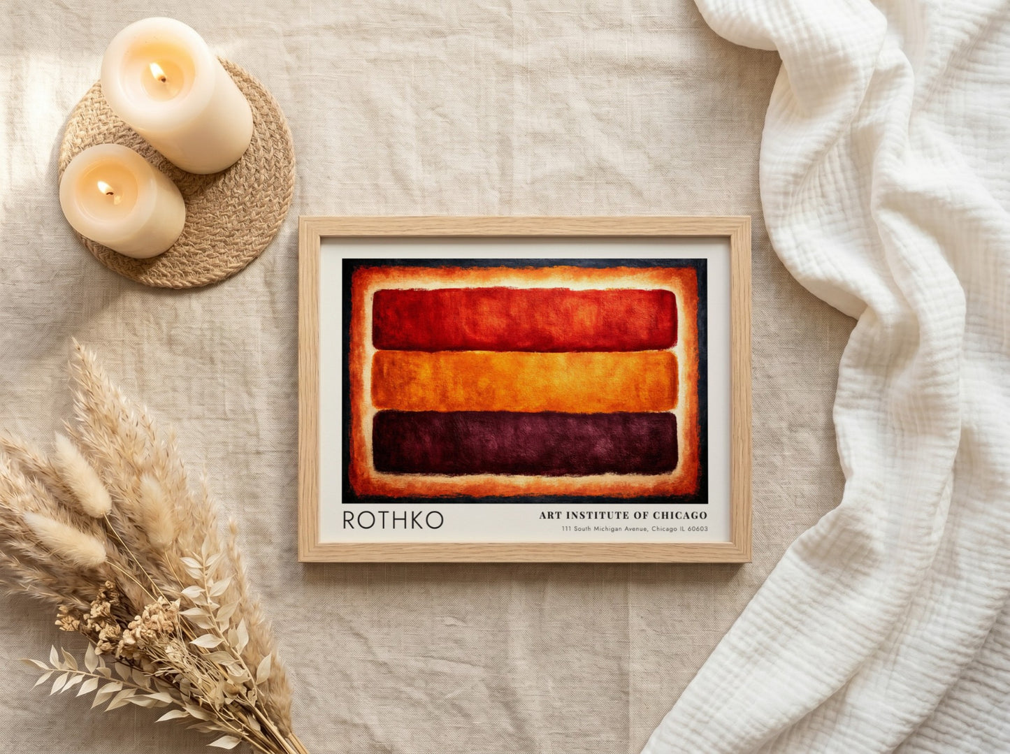 Wall art poster of Mark Rothko Luminous Fields with red orange and brown blocks