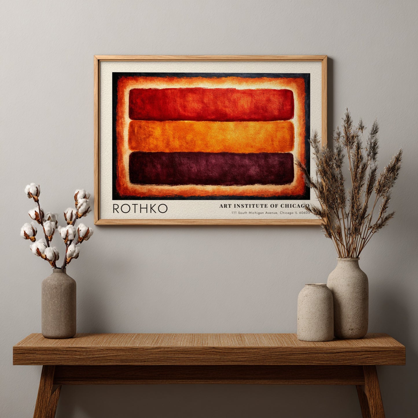Wall art poster of Mark Rothko Luminous Fields with red orange and brown blocks