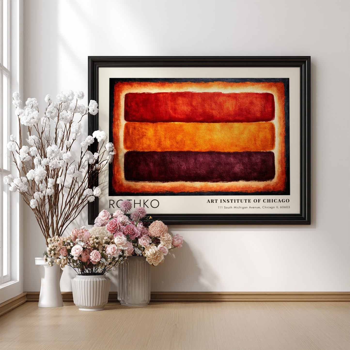 Wall art poster of Mark Rothko Luminous Fields with red orange and brown blocks