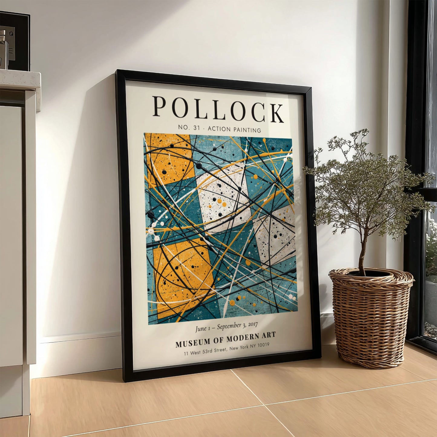 Wall art poster featuring Jackson Pollock No 31 Action Painting with abstract geometric colors