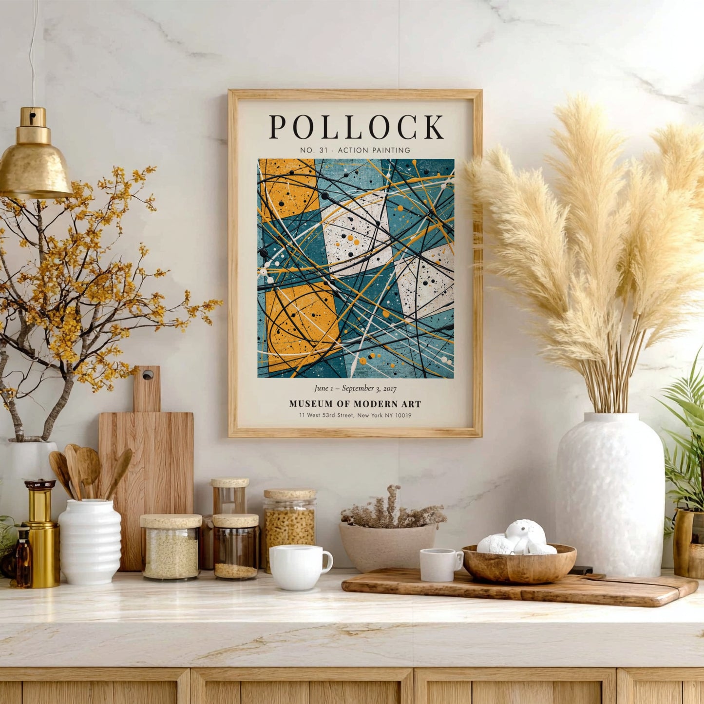 Wall art poster featuring Jackson Pollock No 31 Action Painting with abstract geometric colors